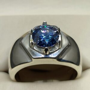 Blue Moissanite Men’s Star Shape Ring