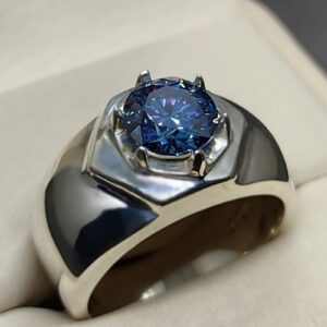 Blue Moissanite Men’s Star Shape Ring
