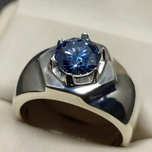 Blue Moissanite Men’s Star Shape Ring