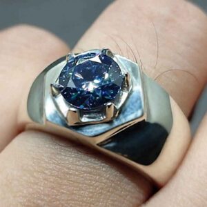 Blue Moissanite Men’s Star Shape Ring
