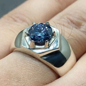 Blue Moissanite Men’s Star Shape Ring