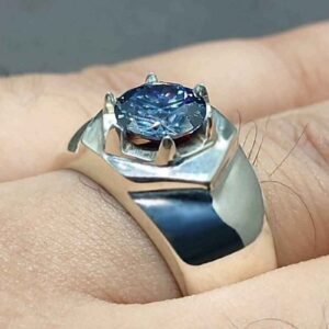 Blue Moissanite Men’s Star Shape Ring