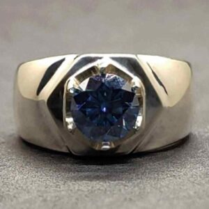 Blue Moissanite Men’s Star Shape Ring