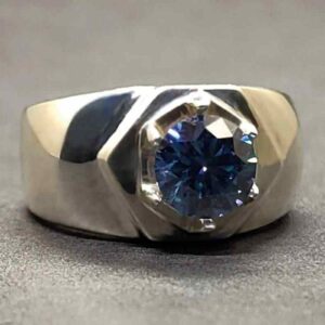 Blue Moissanite Men’s Star Shape Ring