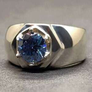 Blue Moissanite Men’s Star Shape Ring