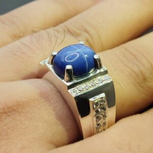 Natural Blue Star Sapphire Men’s Ring