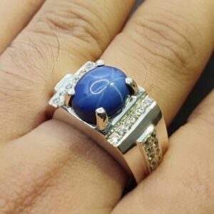Natural Blue Star Sapphire Men’s Ring
