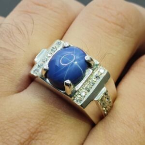 Natural Blue Star Sapphire Men’s Ring