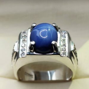 Natural Blue Star Sapphire Men’s Ring
