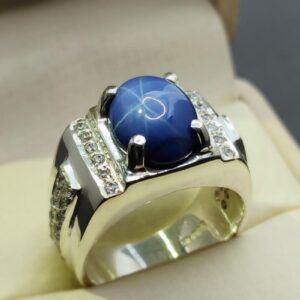 Natural Blue Star Sapphire Men’s Ring