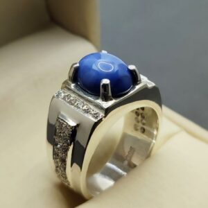 Natural Blue Star Sapphire Men’s Ring