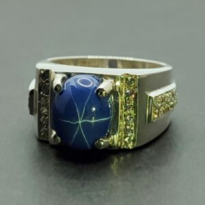Natural Blue Star Sapphire Men’s Ring