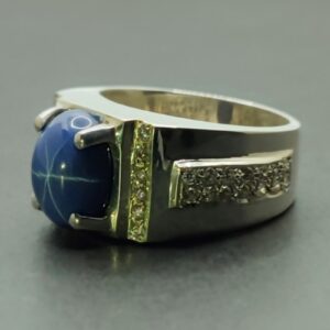 Natural Blue Star Sapphire Men’s Ring