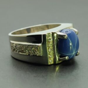 Natural Blue Star Sapphire Men’s Ring