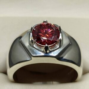2 Carat Red Moissanite Men’s Star Shape Ring