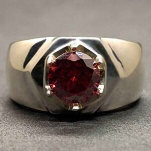 2 Carat Red Moissanite Men’s Star Shape Ring