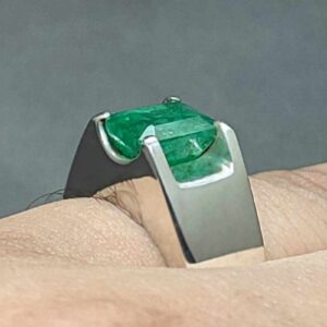 Emerald Cut Zambian Emerald Men’s Plain Ring