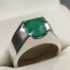 Emerald Cut Zambian Emerald Men’s Plain Ring