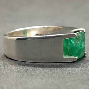 Emerald Cut Zambian Emerald Men’s Plain Ring