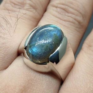 12 Carat Blue Labradorite Men’s Ring