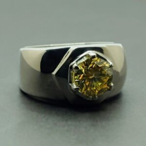 Yellow Moissanite Men’s Star Shape Ring