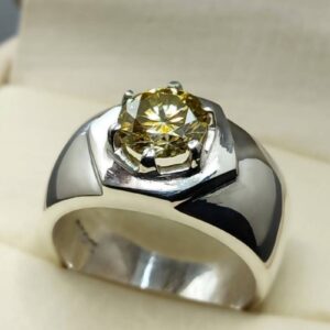 Yellow Moissanite Men’s Star Shape Ring