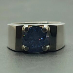 2 Carat Blue Moissanite Men’s Plain Ring