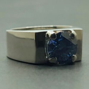 2 Carat Blue Moissanite Men’s Plain Ring