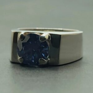 2 Carat Blue Moissanite Men’s Plain Ring