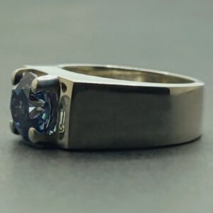2 Carat Blue Moissanite Men’s Plain Ring