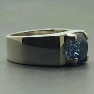 2 Carat Blue Moissanite Men’s Plain Ring