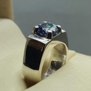 2 Carat Blue Moissanite Men’s Plain Ring