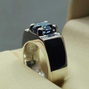 2 Carat Blue Moissanite Men’s Plain Ring