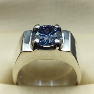 2 Carat Blue Moissanite Men’s Plain Ring