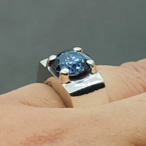 2 Carat Blue Moissanite Men’s Plain Ring