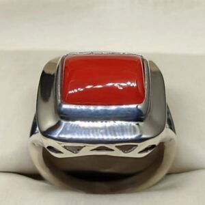 Australian Deep Red Coral Square Women’s Ring