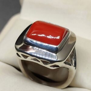 Australian Deep Red Coral Square Women’s Ring