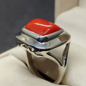 Australian Deep Red Coral Square Women’s Ring