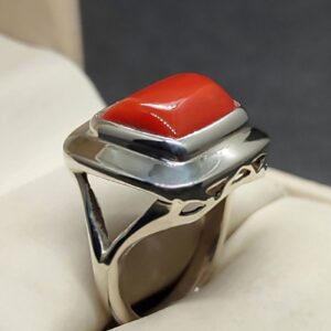 Australian Deep Red Coral Square Women’s Ring