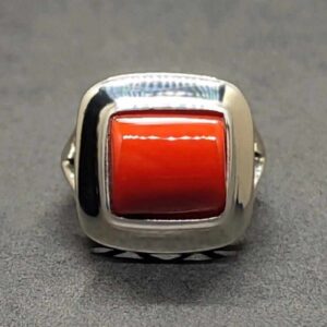 Australian Deep Red Coral Square Women’s Ring
