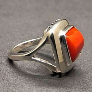Australian Deep Red Coral Square Women’s Ring