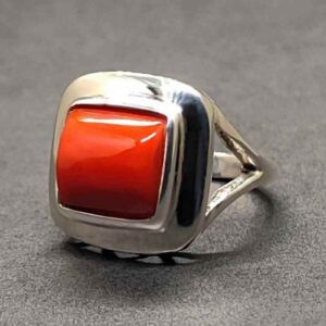 Australian Deep Red Coral Square Women’s Ring