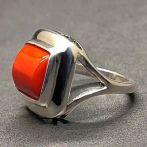 Australian Deep Red Coral Square Women’s Ring