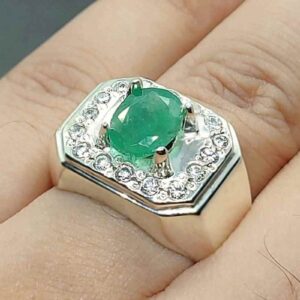 Natural Zambian Emerald Men’s Engagement Ring