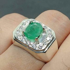 Natural Zambian Emerald Men’s Engagement Ring