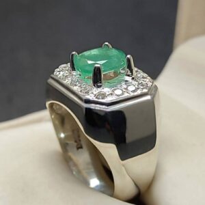 Natural Zambian Emerald Men’s Engagement Ring