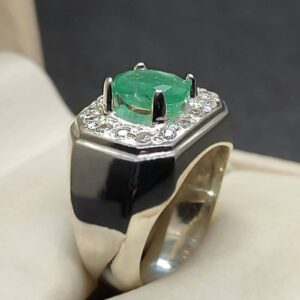 Natural Zambian Emerald Men’s Engagement Ring
