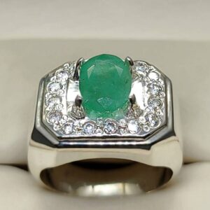 Natural Zambian Emerald Men’s Engagement Ring