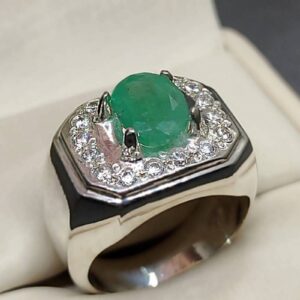 Natural Zambian Emerald Men’s Engagement Ring