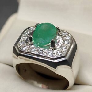 Natural Zambian Emerald Men’s Engagement Ring